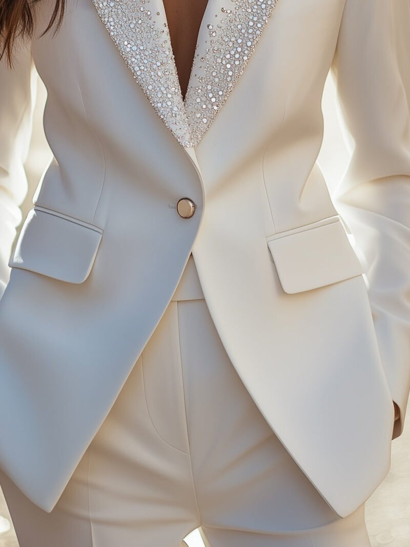 Embellished Blazer With Rhinestone Lapel - Image 3